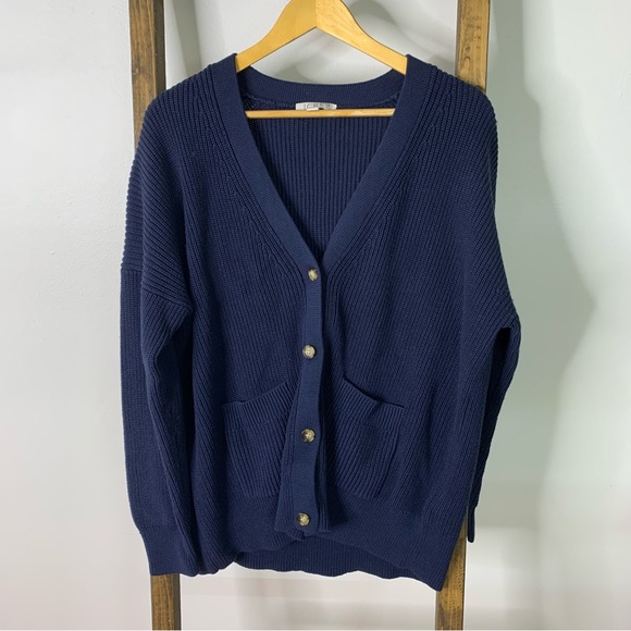J. Crew Navy Cashmere Sweater Cardigan - Picture 1 of 8